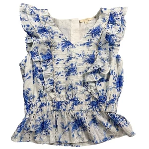 Forever That Girl Blue and White Floral Sleeveless Top Size 10 - Picture 1 of 5