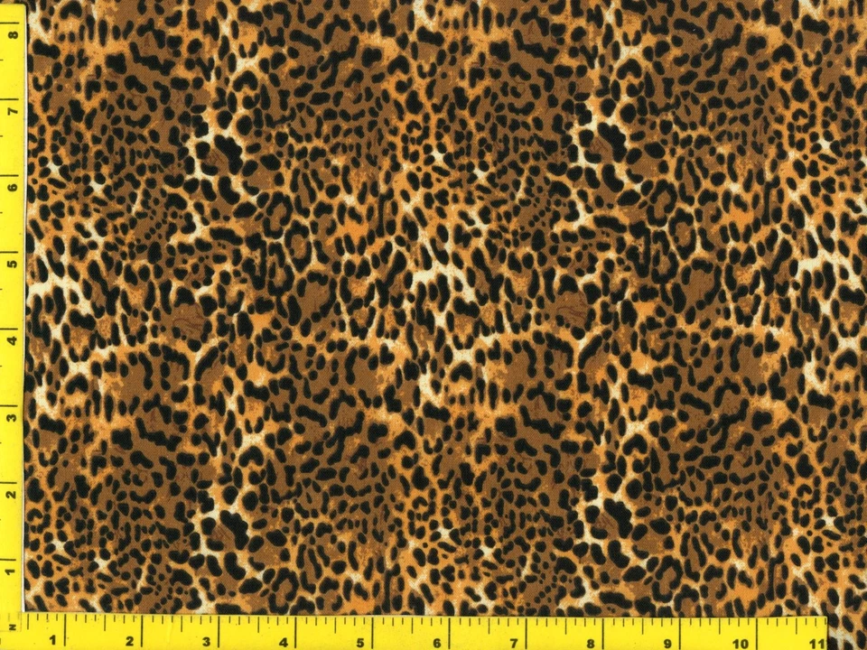 Tela de costura y acolchado de leopardo mediana negra, marrón y tostada por yarda #1106 Foto 1 de 1