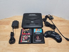 Sega Genesis Lot - Console And 4 Games Bundle Sonic 2 Golden Axe Shinobi Nba Jam
