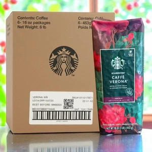 Starbucks Dark Roast Whole Bean Caffe Verona (6 Bags of 16oz Each) - Picture 1 of 1