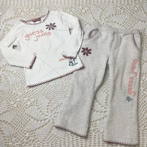 Vintage Y2K Guess Jeans Girls 3t Floral Long Sleeve Shirt Sweat Pants Outfit - Picture 1 of 6