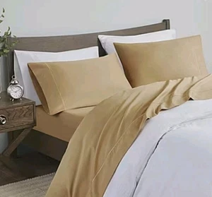 Madison Park 600 Fadenzahl Pima Baumwolle Satin Laken Set/Split King-Groß - GOLD - Bild 1 von 8