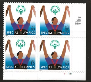 US Scott #3771, Plate Block #V11111 2003 Special Olympics FVF MNH Lower Right - Picture 1 of 1