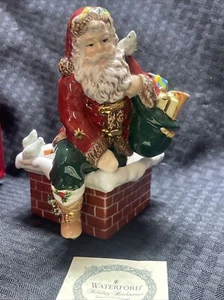 Waterford Ceramic Christmas Down The Chimney Tealight Votive Candle Holder Santa - Picture 1 of 9