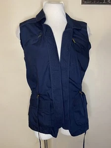 Size 12 MILLERS Navy Blue Vest Top Collared 100% Cotton Drawstring Cargo Style - Picture 1 of 8