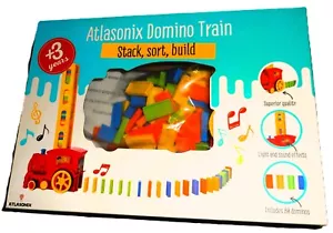 Atlasonix Domino Train Stack Sort Build efectos de luz y sonido con 80 dominó - Imagen 1 de 6