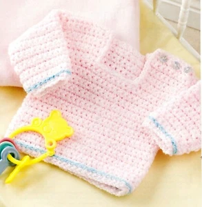 PRETTY IN PINK Baby Sweater/Crochet Pattern INSTRUCTIONS ONLY - Picture 1 of 1