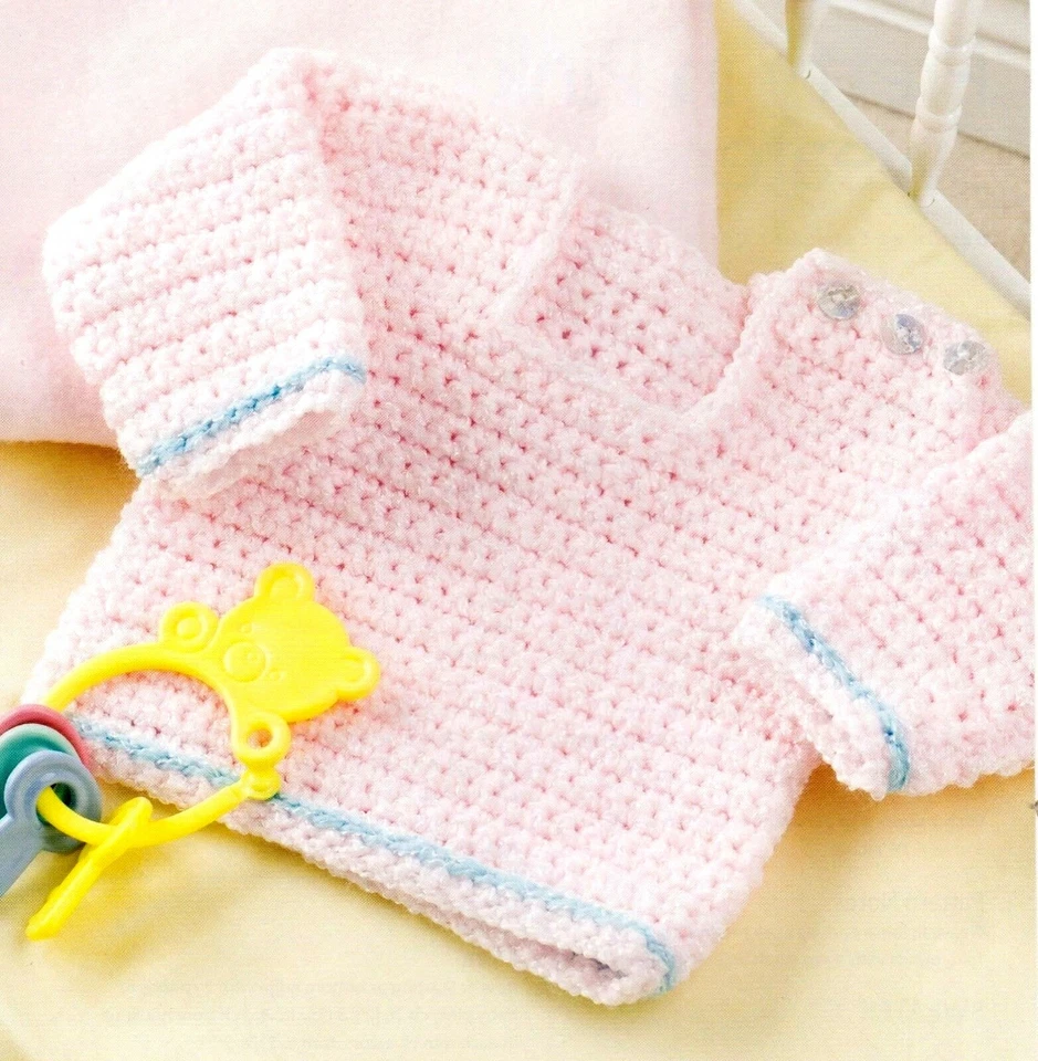 PRETTY IN PINK Baby Sweater/Crochet Pattern INSTRUCTIONS ONLY - Image 1 of 1