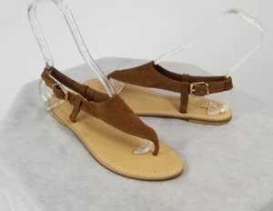 J CREW Talla 9 Astria Gamuza Sandalias Zapatos Tanga Marrón Castaño NUEVO - Imagen 1 de 6