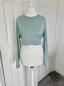 Worn Twice 2 X M&S Goodmove Active Long Sleeve Yoga Crop Top Soft Green Black - Picture 1 of 17