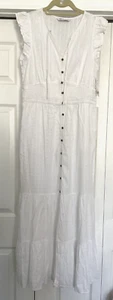 Women's Sonoma Casual Deep White Maxi Dress Button Front ~ Size Medium NWT - Picture 1 of 3