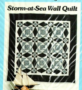 Modello trapunta da parete Storm At Sea arte popolare sigillata vintage vera - Foto 1 di 3