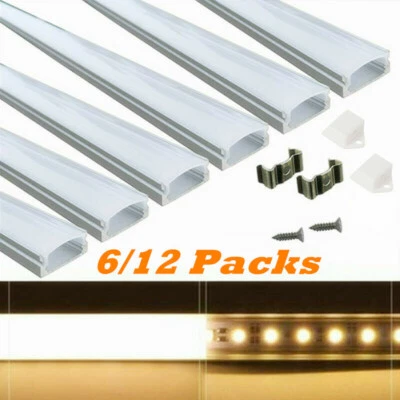 6/12Packs LED Strip Light Channel 1M each Aluminum Profile Channel Holder U Type