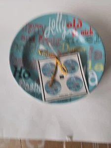 222 Fifth 6.25” Appetizer Desert Plates Holiday Cheer Teal New Never Used - Picture 1 of 6