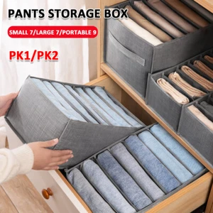 2PCS Jeans Storage Box Compartment Foldable Drawer Wardrobe Clothes Organizer - Picture 1 of 18