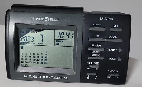 Howard Miller Talking Clock Calendar Alarm Clock Model #645-297 Rooster Sound Cover