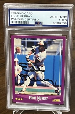 EDDIE MURRAY Signed 1988 Score Baseball Card #18 Orioles HOF PSA/DNA AUTO - Image 1 of 4