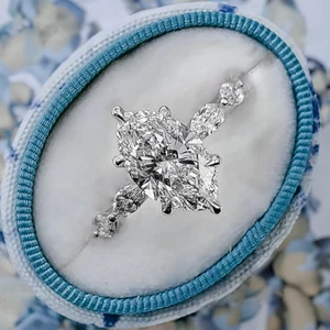 IGI-zertifizierter im Labor gezüchteter Diamant-Verlobungsring 3 kt Marquise-Schliff 18 K Weißgold - Bild 1 von 11
