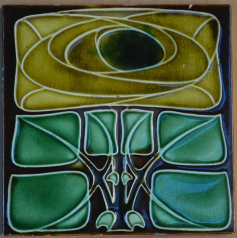 ENGLAND - ANTIQUE ART NOUVEAU MAJOLICA TILE C1900 Cover