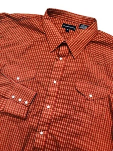 Camisa ajustada Panhandle para hombre 20/36 3XL naranja a cuadros perla a presión vaquero occidental - Imagen 1 de 8