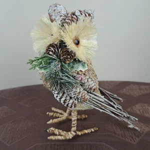 Ashland Featherly Friends Bird OWL Winter Natural Animal 8.5" Christmas Decor - Picture 1 of 10