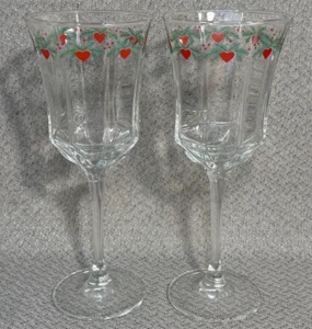 Vintage PORSGRUND Octavia HEARTS & PINES Water Goblets - (2) VHTF - Picture 1 of 3