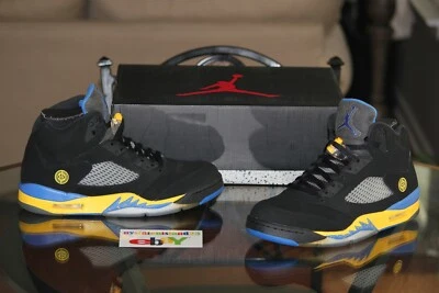 耐克 Air Retro Jordan 5 V Shanghai Shen 黑色校服玉米 136027-089 尺码 11 — 第 1/4 张图片