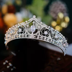 Vintage Silber Krone Tiara Echtmetall Geschenk Geburtstag Diadem Geburtstag Braut - Bild 1 von 4