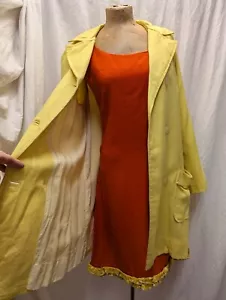 Vintage 1960s Orange & Yellow Linen Dress & Jacket Tammy Andrews Small - Picture 1 of 13