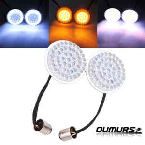 2x Bullet LED Turn Signal Lights 1157 Amber&White Insert Bulb Light For Harley - Picture 1 of 12