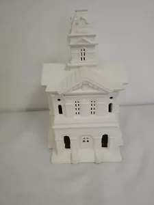 Torre de reloj de iglesia vintage de cerámica Bisque Byron moldes lista para pintar años 80 - Imagen 1 de 9