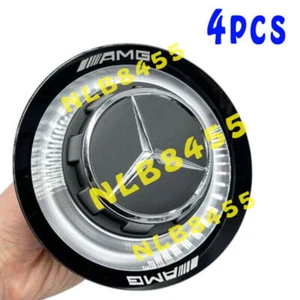 4pcs Mercedes Benz GT63 S63 SL63 GLS63 E63 AMG Silver Black Wheel Center Hub Cap - Picture 1 of 3