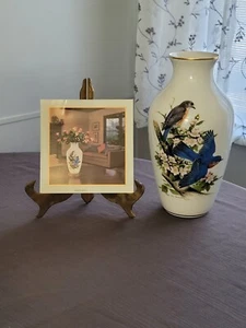 AK Kaiser Danbury Mint "Bluebirds" By Roger Tory Peterson #9166 11" Vase coa doc - Picture 1 of 12