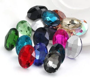 100PCS Mixed Colors Point Back Crystals Rhinestone Oval Fancy Glass Stone - Picture 1 of 5