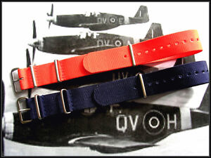 22mm Orange NATO G10 Premium Stitched watch strap 2 pak RAF Bonded IW SUISSE 20
