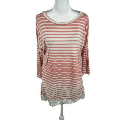 Blusa elástica rosa blush maternidade branca manga 3/4 XL casual gola barco - Imagem 1 de 4