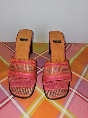 Sandalia Mules Vintage Stuart Weitzman Naranja Tacón Alto Talla 8 Hecha en España Foto 1 de 4