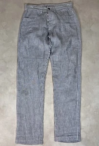 Alex Crane Herren kleine europäische Leinen weiß gestreift Knopfleiste Hose (28x28) USA - Bild 1 von 10