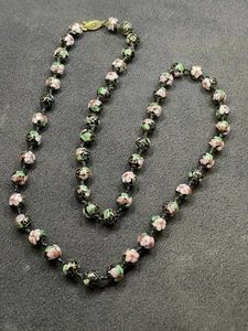 Collier Perles Émaille Cloisonnée Asie - Foto 1 di 9