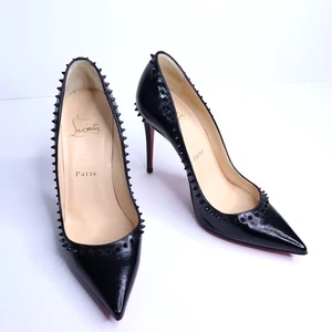 CHRISTIAN LOUBOUTIN Anjalina Givree Brushed Leather Pumps Black Women's 35.5 - Picture 1 of 10