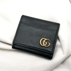 GUCCI GG Marmont portamonete in pelle nero dal Giappone - Foto 1 di 11