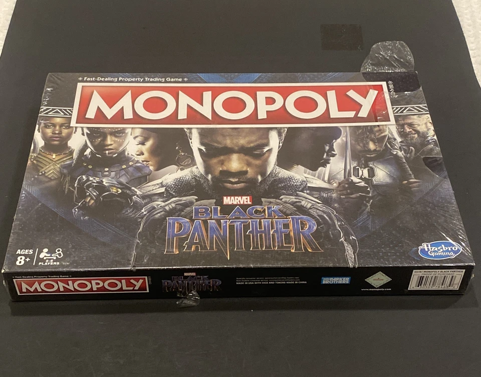 Hasbro Monopoly: Nuevo juego de mesa Marvel Black Panther - rasgaduras en sello Foto 1 de 4