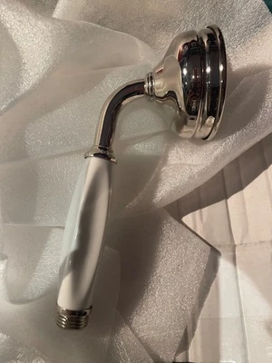 ¡¡¡¡NUEVO!!!! Manija de ducha de níquel y porcelana Water Works Julia SOLAMENTE. Foto 1 de 2