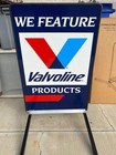 Vtg NOS Valvoline Motor Oil Gas Station 2 Sided 24x41 Metal Curb Sign Stand 51B