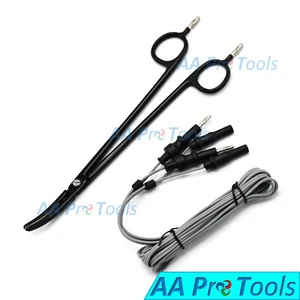 Bipolare Pinzette Arterienversiegelung 9,5" Wiederverwendbar 4mm Stift Antihaft Silikonkabel Schwarz - Bild 1 von 3