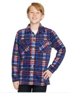 Quicksilver Boys Youth NWT Blue & Red Fleece Shirt Jacket Size L 14/16 - Picture 1 of 8