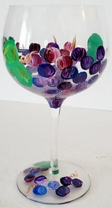 Vintage Hand Painted GRAPE Wine Glass. Signed Violeta. Beautiful - Picture 1 of 4
