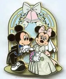 Groom Mickey Bride Minnie Wedding Just Married Anniversary Marriage Disney Pin - Picture 1 of 1