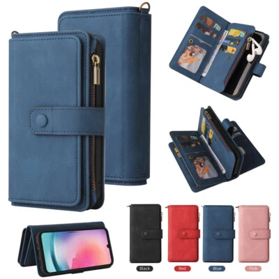 15 Card Zipper Magnetic Flip Wallet Case For Samsung Galaxy A56 A36 A26 A16 A05S - Image 1 of 4