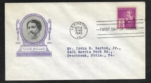 #891 3c Famous Americans - Inventors - Cyrus McCormick -  Ioor FDC - Picture 1 of 2